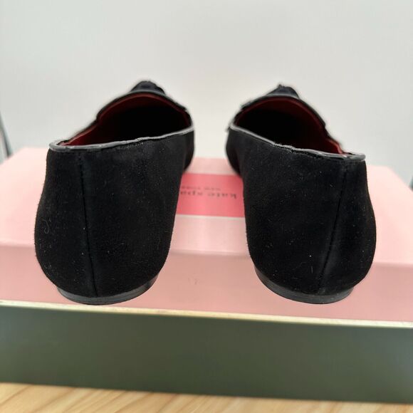 Kate Spade Adore Loafer Shoes Womens 6B Black Suede Tassels Slip On Pointed Toe - Picture 5 of 9